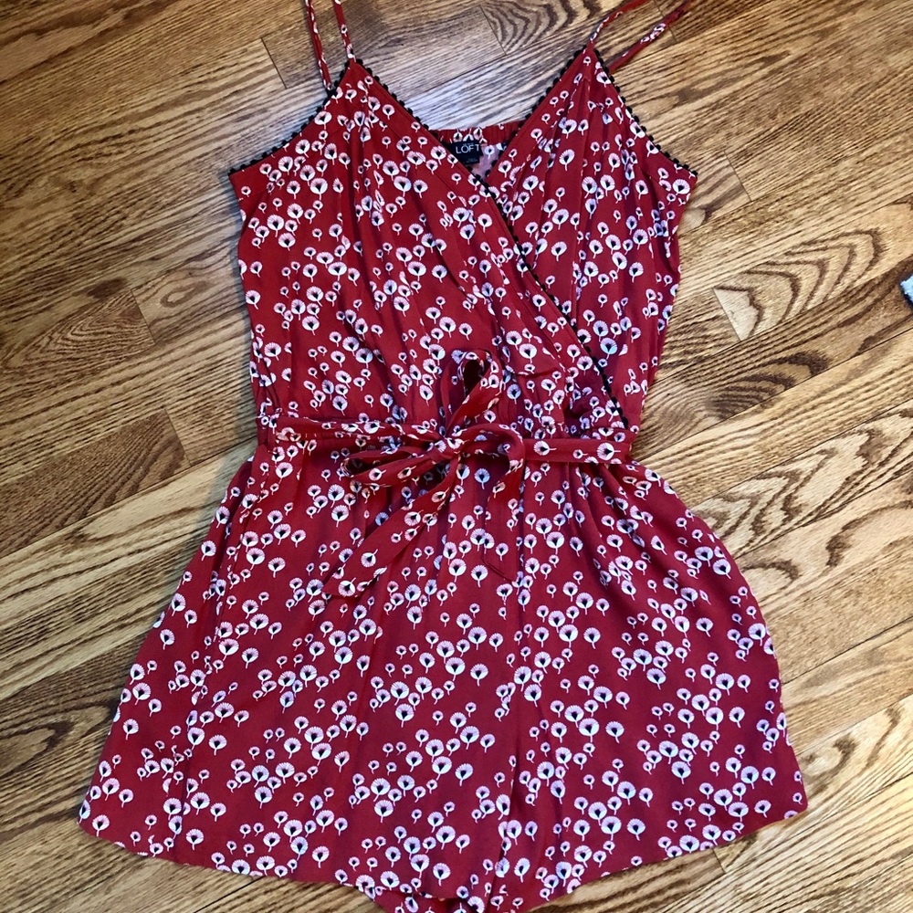 LOFT tie front, wrap short jumpsuit